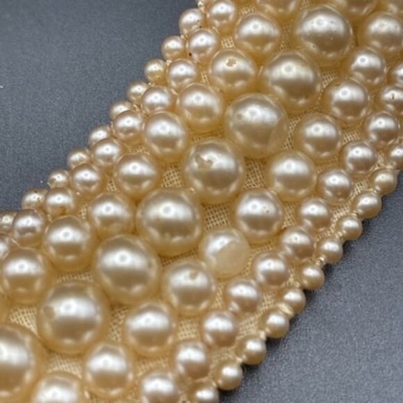 Vintage Glentex Ivory Pearl Beaded Collar 1950's 1960’s Japan Handmade LOOK READ - Picture 5 of 14